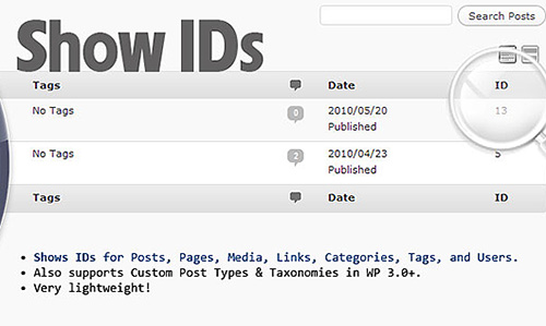 پلاگین نمایش شناسه id وردپرس